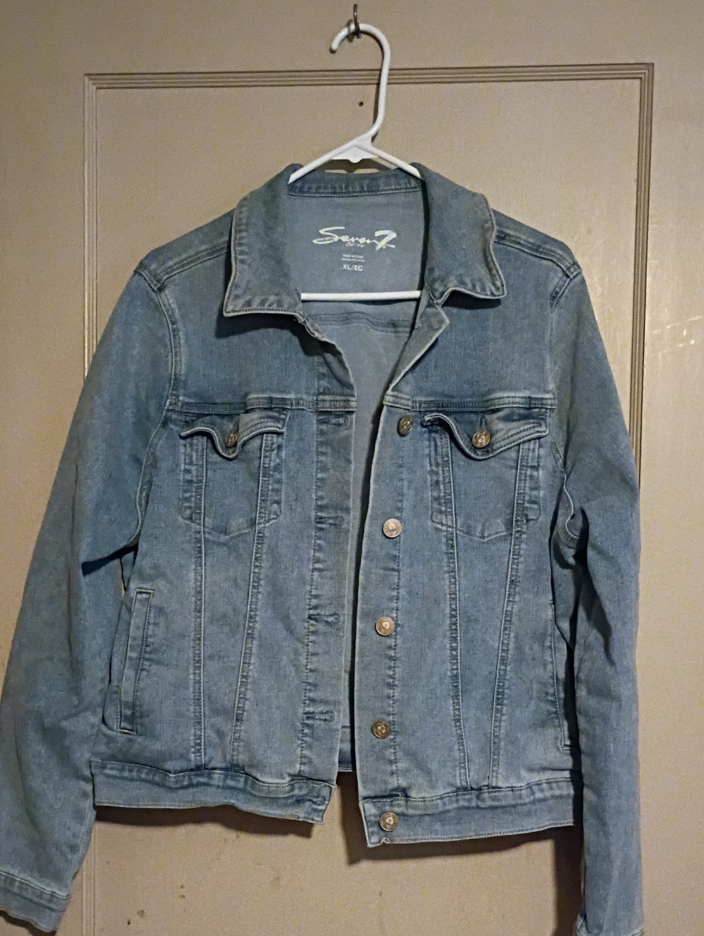Seven7 Light Blue Denim Jacket with White Logo
